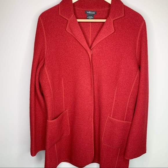 Willi Smith Jackets & Blazers - WILLI SMITH Red Boiled Wool Snap Closure Jacket L